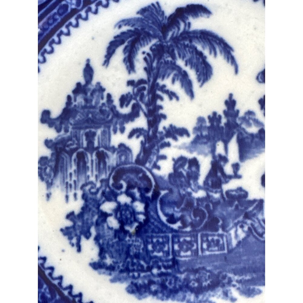 Vintage W Adams & Sons England Kyber 9 inch Flow Blue Dinner Plate - Picture 13 of 15